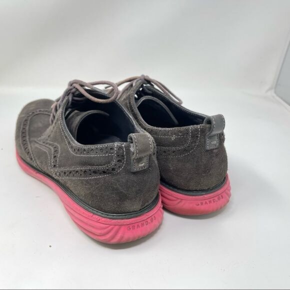 COLE HAAN GRANDEVOLUTION WINGTIP OXFORD SUEDE SIZE 10.5 (C26858) pink soles main image 6